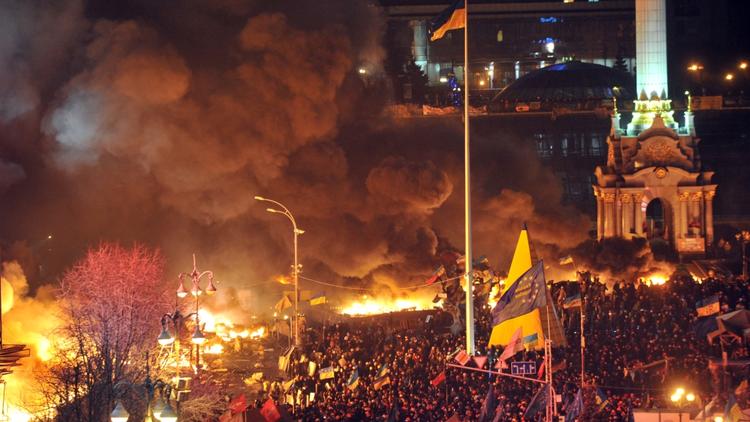 Place de l'Indépendance à Kiev le 18 février 2014.