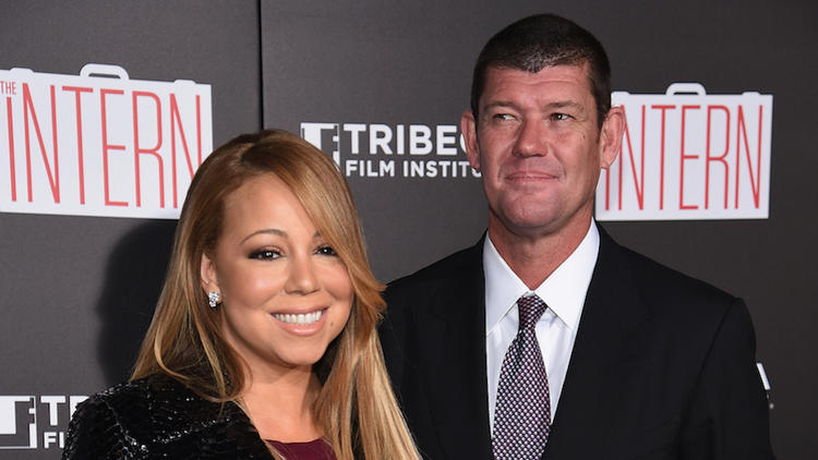Mariah Carey et James Packer pour leur première sortie officielle à la première du film The Intern en septembre 2015