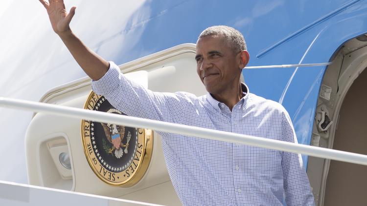 Le président américain sortant Barack Obama à bord de l'Air Force One, en septembre 2016.
