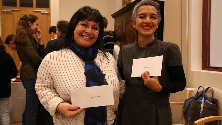 Rose-Marie Comité et Francia Delgado à la remise du Prix Michel Giraud, à Paris.