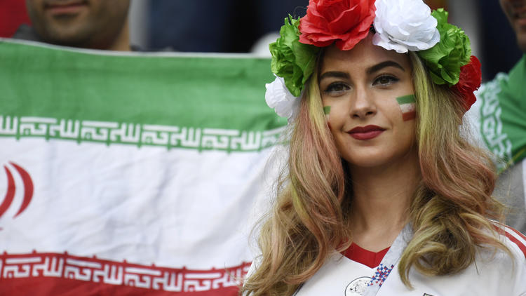 Une supportrice iranienne lors du premier match du pays en Russie, contre le Maroc.