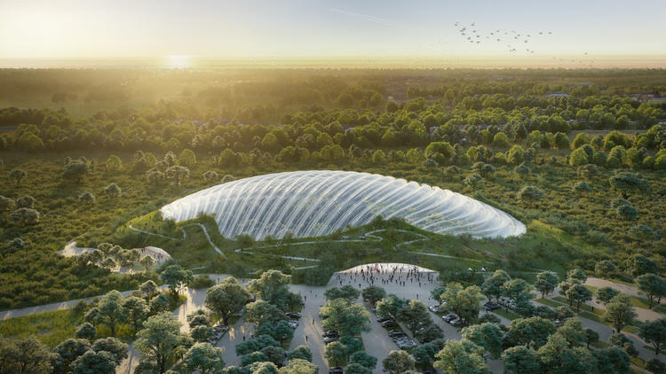 La serre de 20.000 mètres carrés abritera des papillons, poissons et végétaux tropicaux. 
