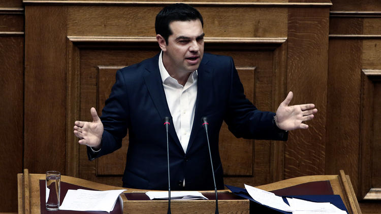 Le Premier ministre grec Alexis Tsipras, au parlement grec, à Athènes, dimanche 22 mai.