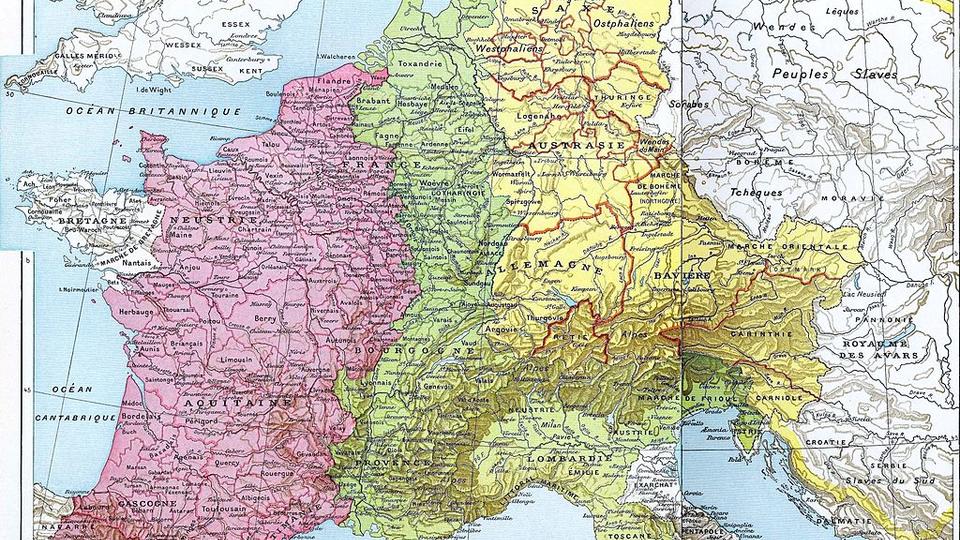 843 : Partage de Verdun entre les trois petits-fils de Charlemagne